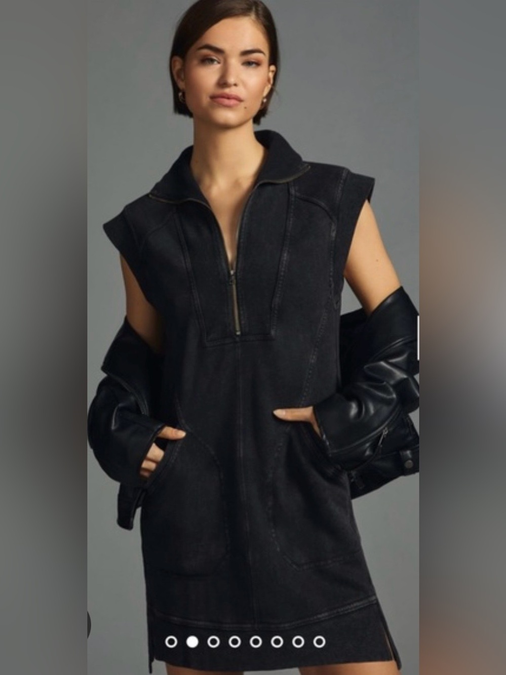 Anthropologie Daily Practice Size XS Meru Zip-front Mini Dress Black GUC